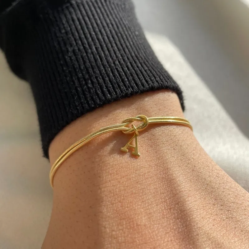 Bracciale Con Nodo D'Amore In Acciaio Al Titanio – Catenina Serpente Regolabile, Ipoallergenico - 4
