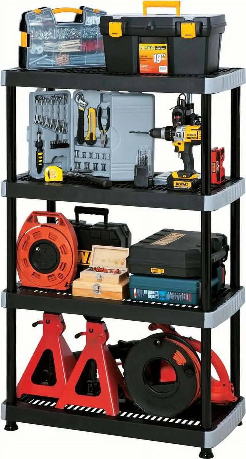 

Rimax Heavy-duty 4-shelf Polypropylene Garage Storage Rack, Black