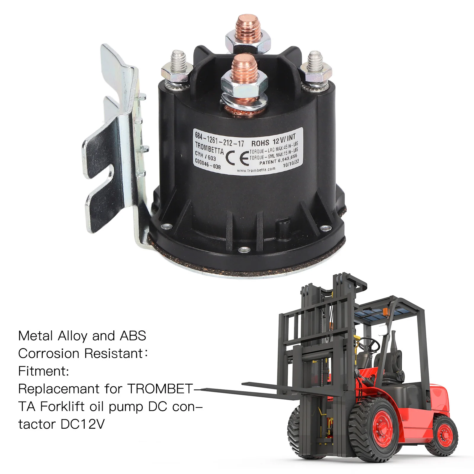 Electric Oil Pump Contactor Sensitive Small Power 684 1261 212 17 Replacemant for TROMBETTA Forklift DC12V Forklift Contactor