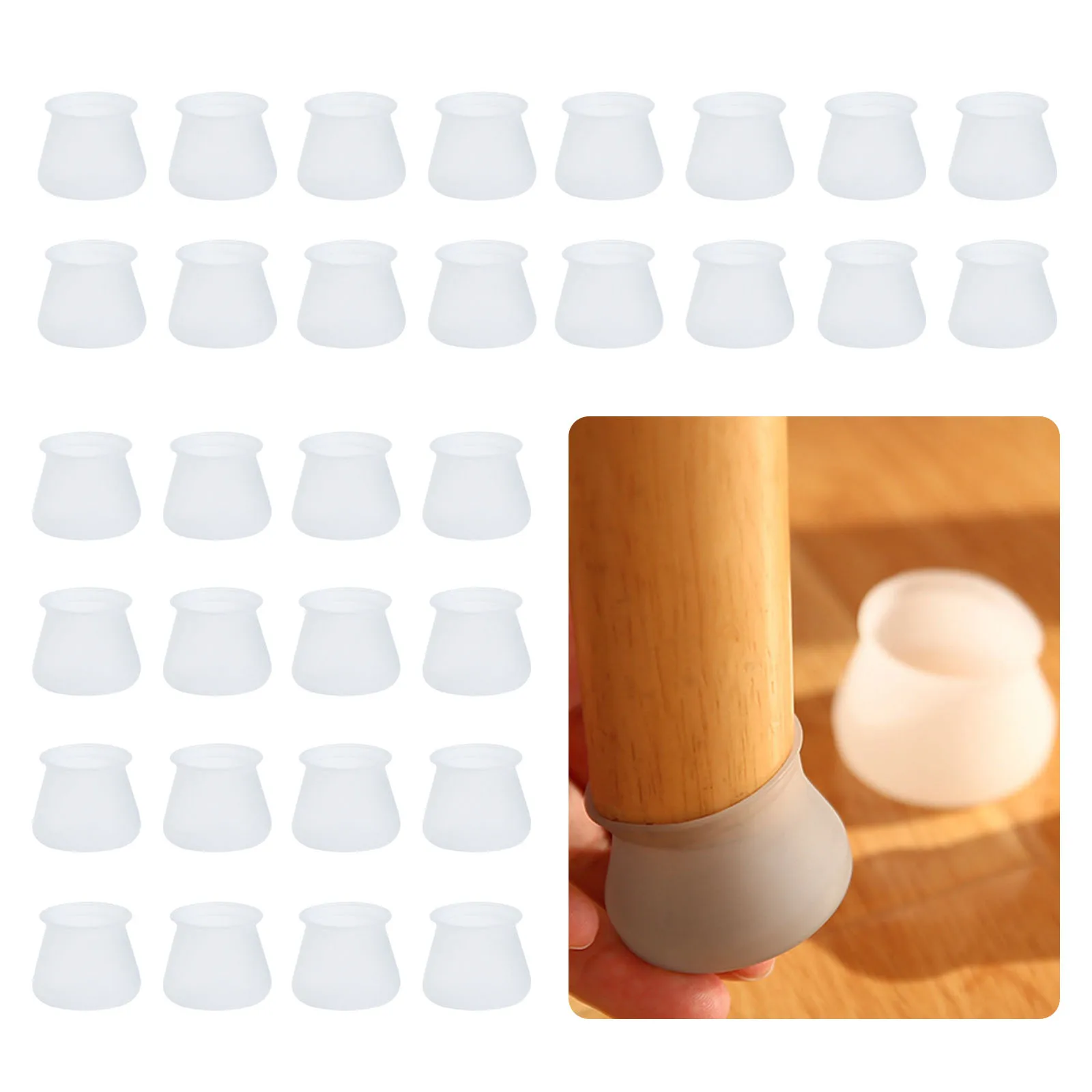 

32PCS Silicone Chair Caps Table Foot Pads for 30-45mm Bottom Non-Slip Furniture Covers Socks Floor Protectors Foot Pad