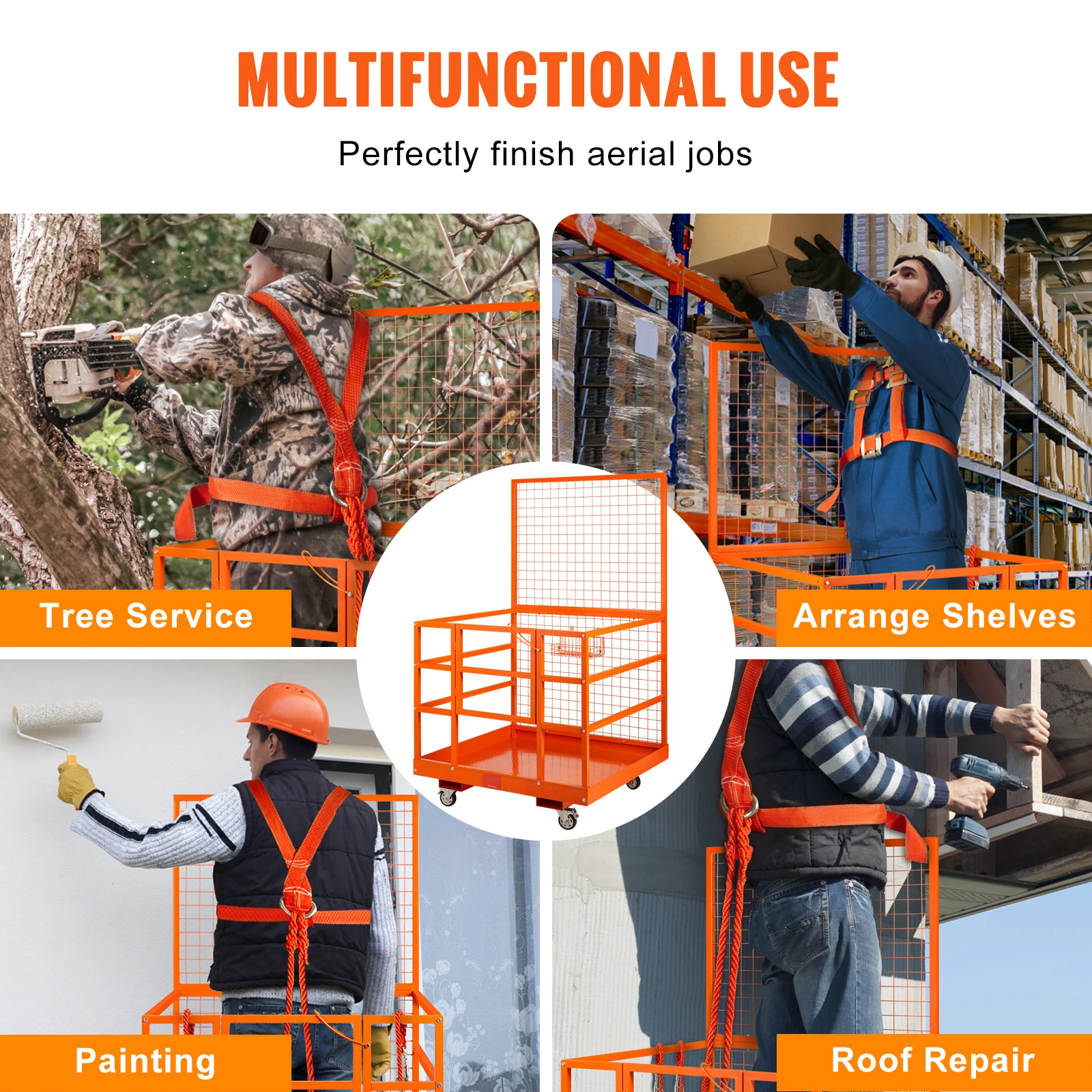Forklift Safety Cage Work Platform with Safety Harness