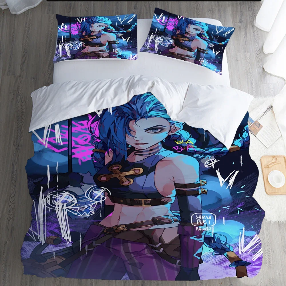 3D Printed Jinx Arcane Bedding Set Pillowcase Duvet Cover Double Twin Full Queen King Adult Kids Bedclothes Quilt Cover 2