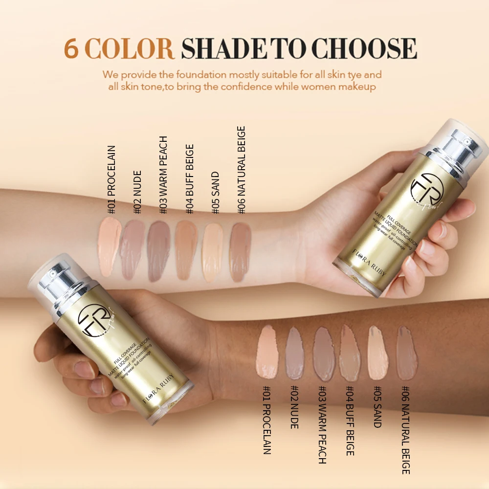 Liquid Foundation Makeup Whitening Waterproof Matte Coverage Foundation Concealer Cream Cosmetics Oil-Control Liquid Foundation 4