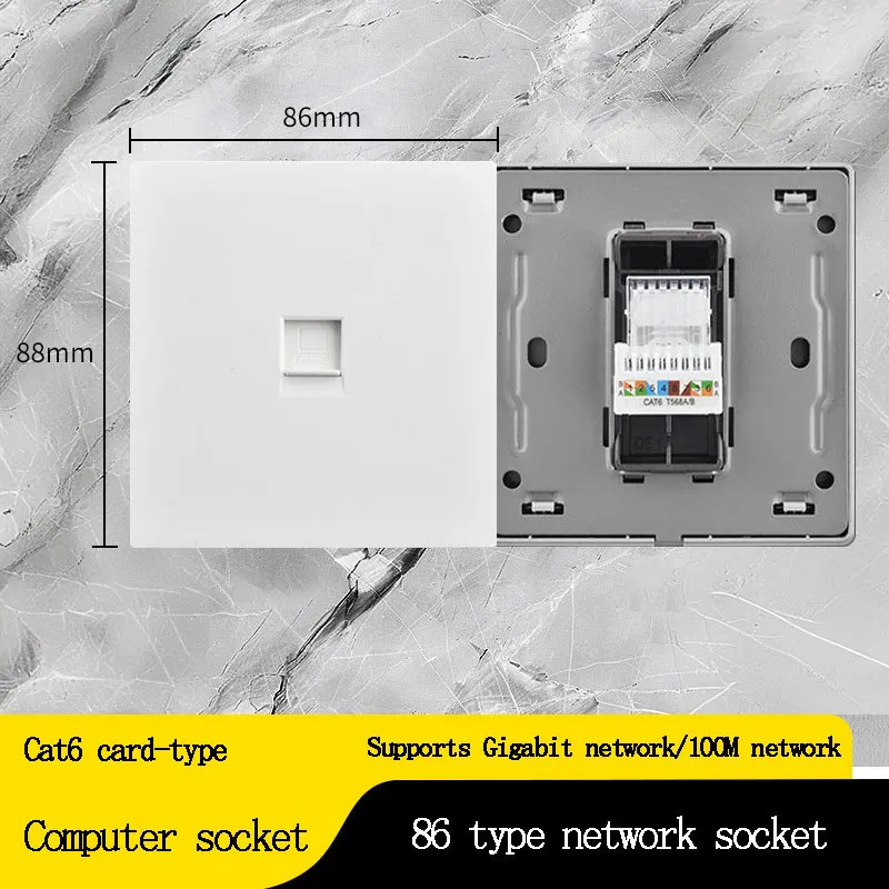 High-Speed Dual Ethernet Network Socket Panel - Cat6 & Cat7 Compatible