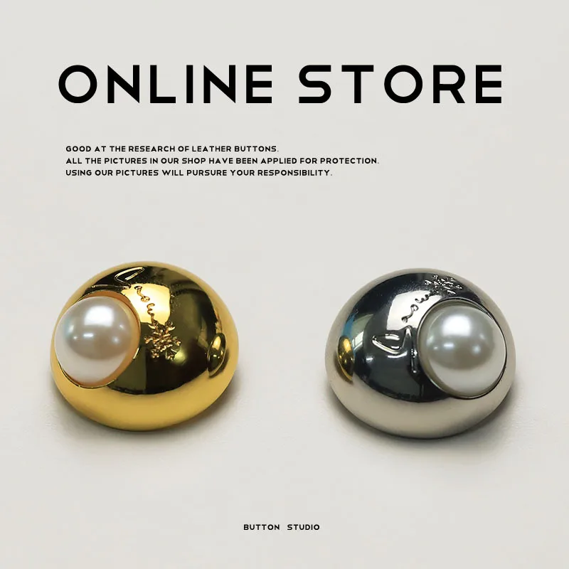 6pcs 18/25mm Fashion Luxury Metal Clothing Buttons Pearl Embellishment Coat Windbreaker DIY Crafts Materials Sewing Accessories