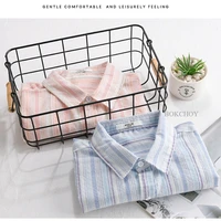 2025 été nouveau décontracté coton rayé à manches courtes chemise pour hommes mode col rabattu chemise FY227 5