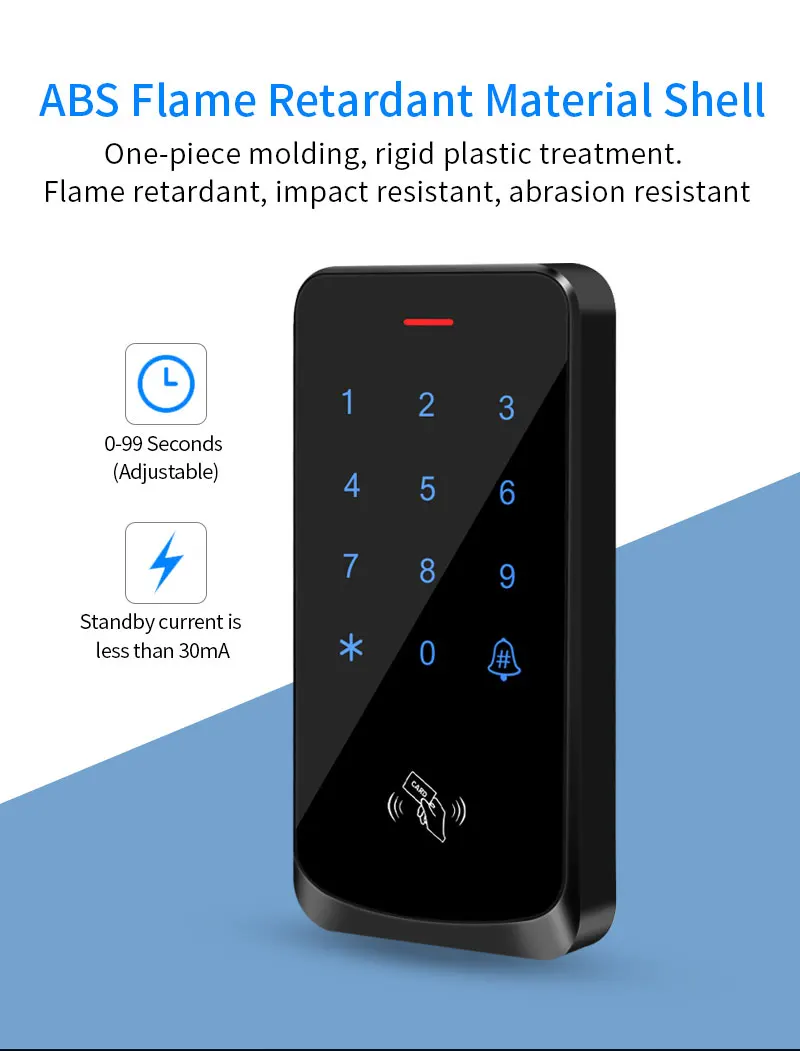 Access Control Digicode Keypad RFID 125KHz Keyboard Backlight Touch Door Opener