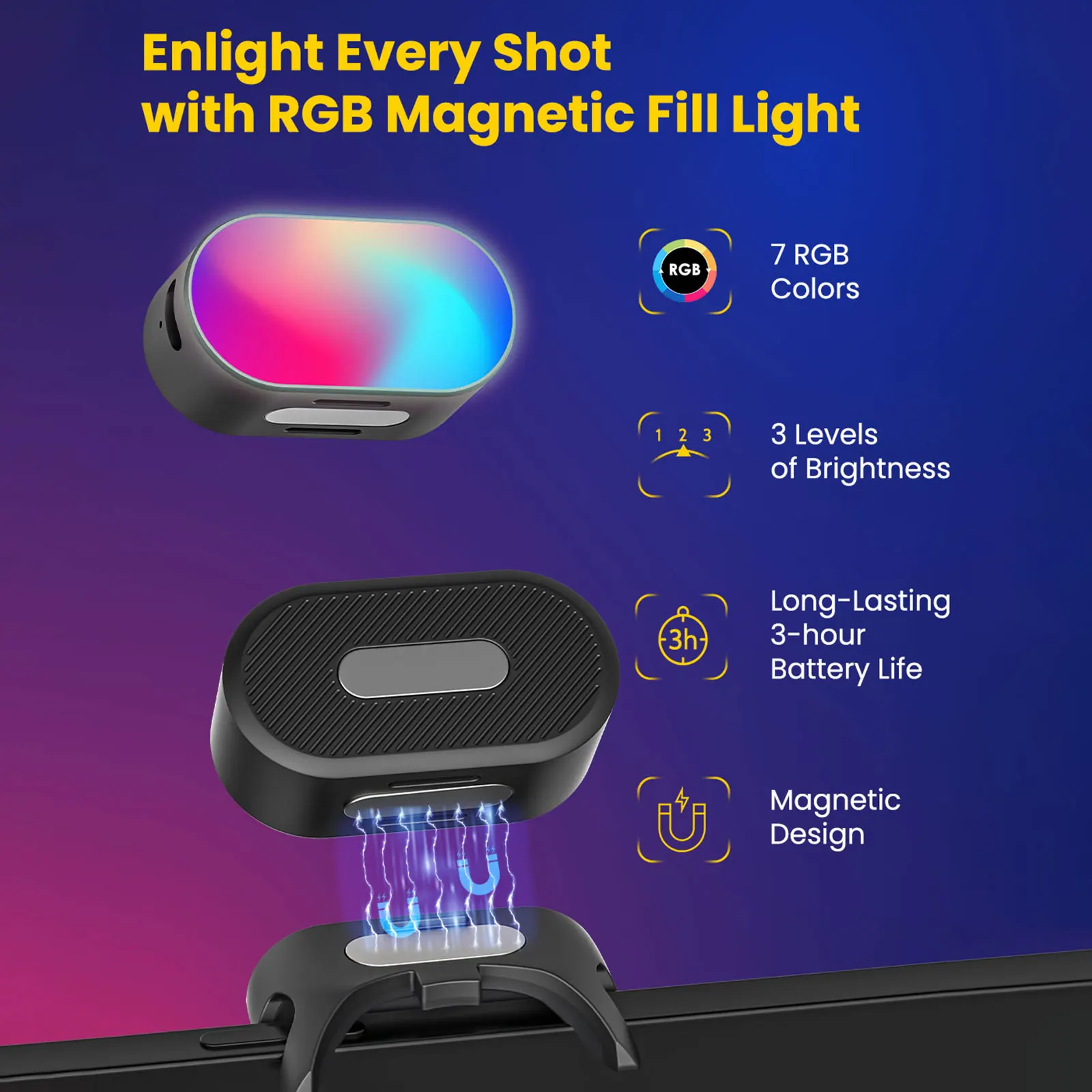 Action Camera Accessories Camera Accessories Handheld Gimbal Accessories Magnetic RGB Fill Light 3-axis Stabilizers