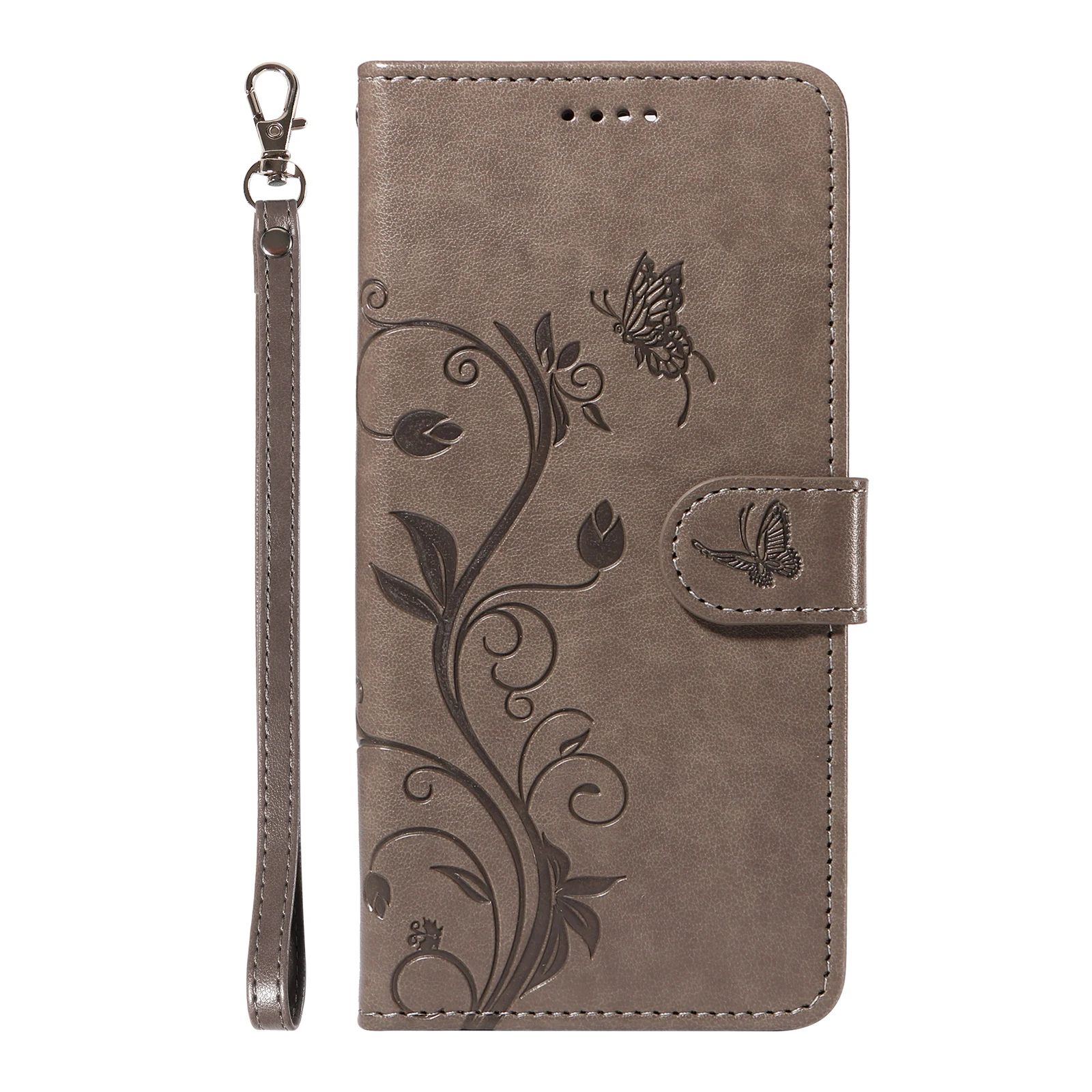 Embossed Flower Design Leather Wallet Flip Case with Card Holder