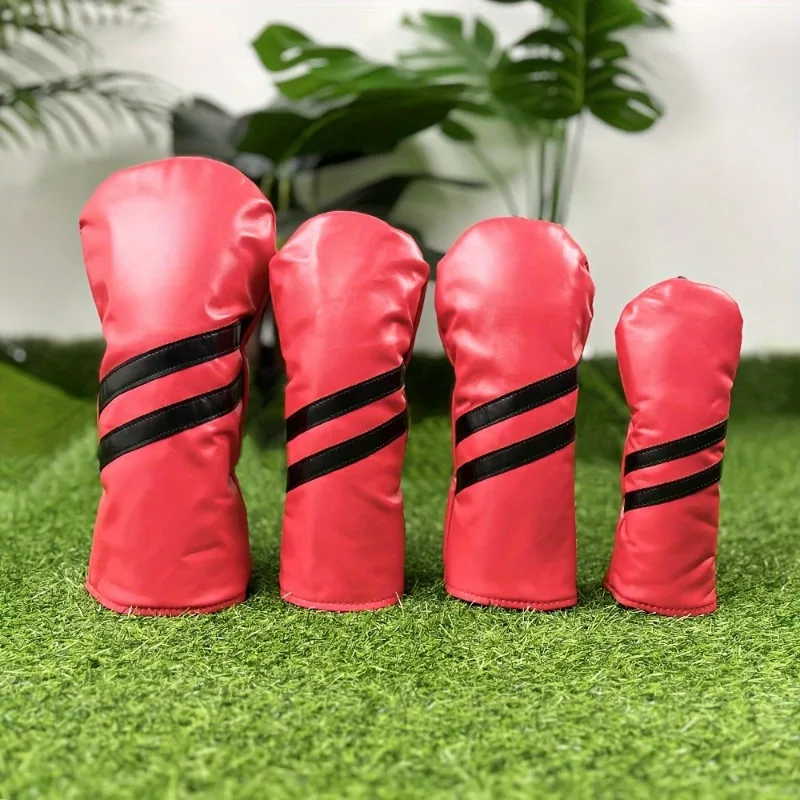 3pcs Waterproof Striped Golf Headcovers - Durable Protection For Your Clubs 4