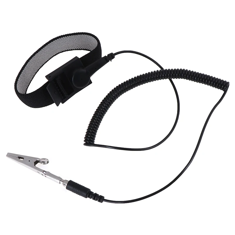 Anti Static Bracelet Adjustable Anti Static Bracelet Electrostatic ESD Discharge Cable Wrist Band Strap Hand Grounding Wire Cordless Wireless Clip