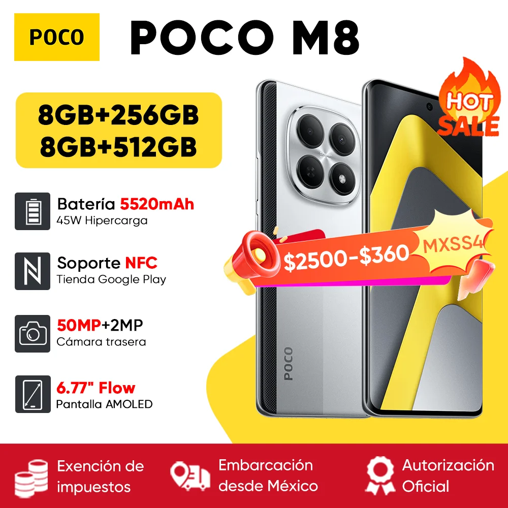 POCO M8 5G Global Version 5G Smartphone Snapdragon 6 Gen 3 6.77" Flow AMOLED Display 50MP Camera 5520mAh 45W Turbo Charging