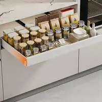 Organisateur de placard extensible robuste, 1 pièce, tiroir coulissant réglable pour cuisine, garde-manger ou salle de bain, support de rangement coulissant peu encombrant avec adhésif 4