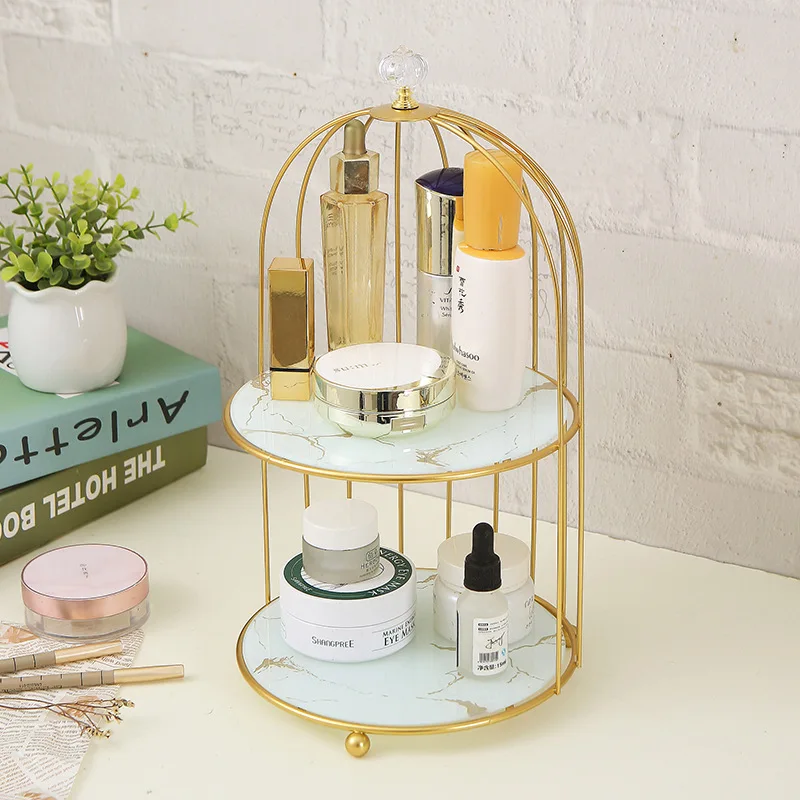 FashionDesktopDressingTableBirdcagePerfumeCosmeticsSkinCareProductShelfStorageBox