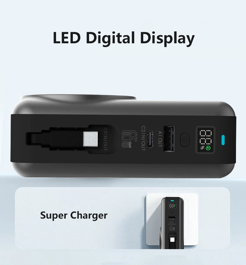 65w Gan Usb C Wandladegerät Mit Magnetischer Powerbank_voghion.com