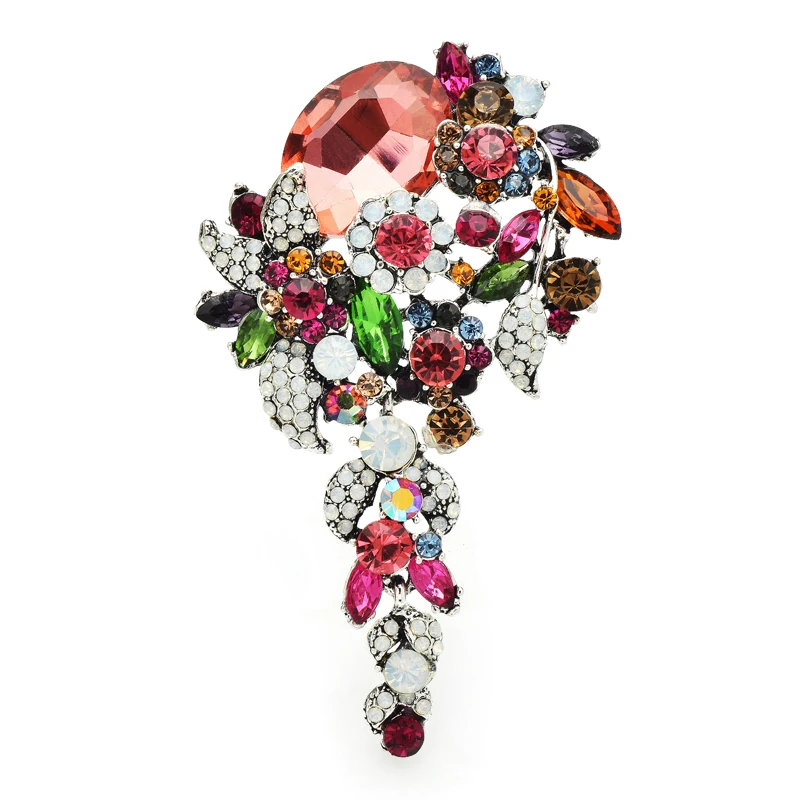 Wuli & baby luksusowy kryształowy kwiat broszki dla kobiet 3 kolor styl pałacowy na imprezę z kwiatami biuro broszka Pin prezenty