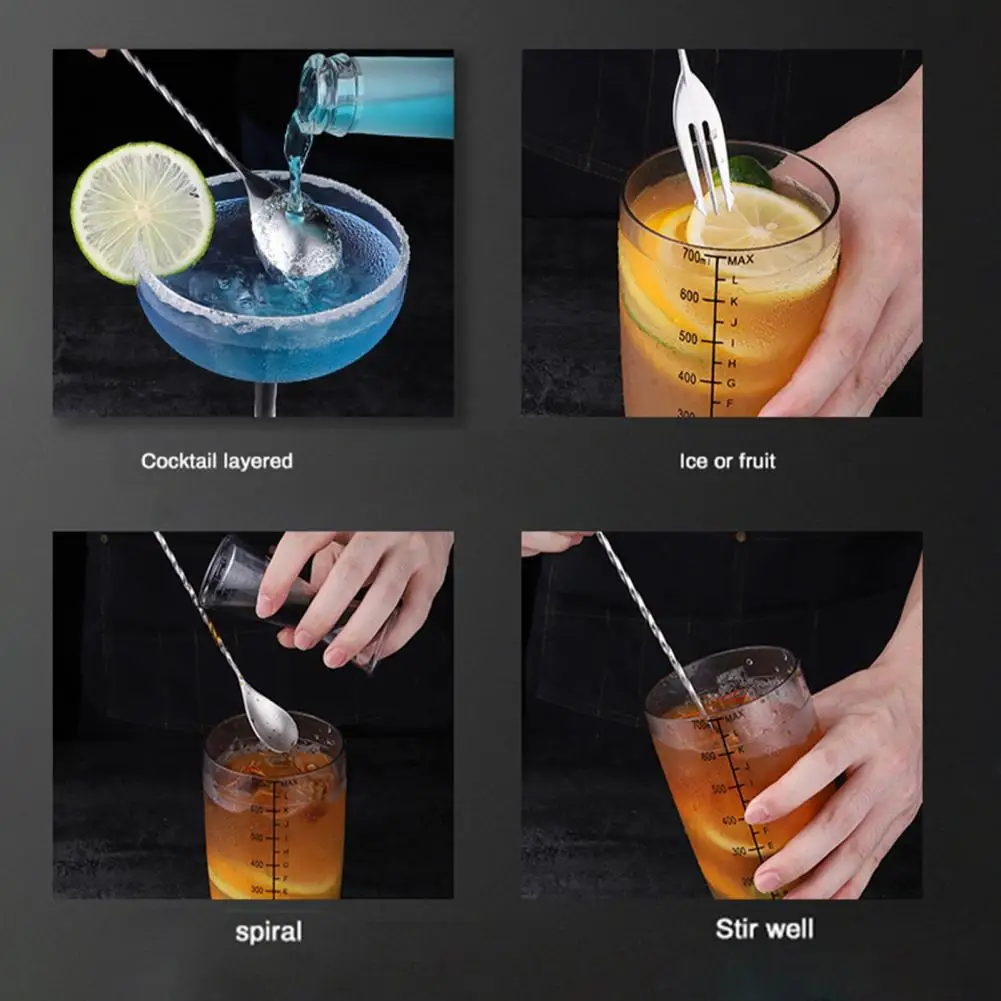 Stainless Steel Cocktail Mixing Spoons Bar Spoon Long Stirring Spoon Drink Stirrers for Tea Coffee Ice Cream Juice