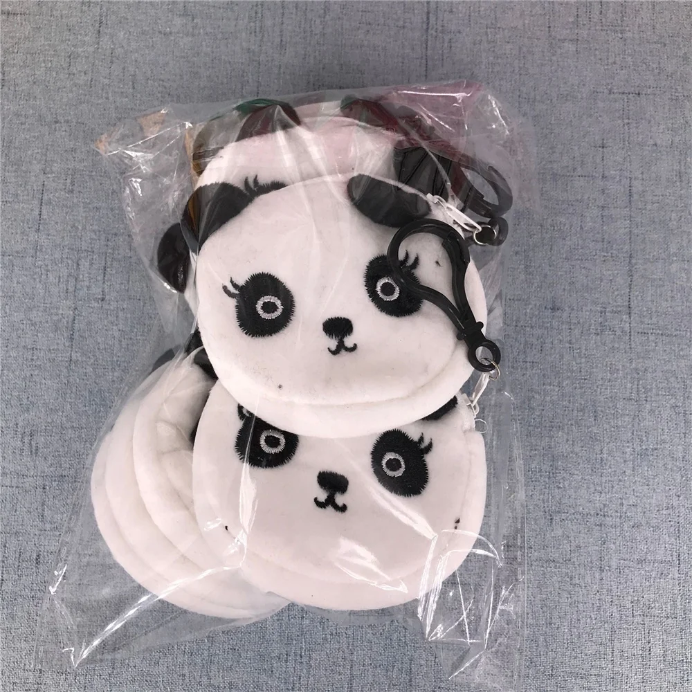 12PCS/LOT Gift Small Key Hook Pendant Plush Coin BAG Panda Animal Coin Pouch 7CM, coin purse, plush coin purse