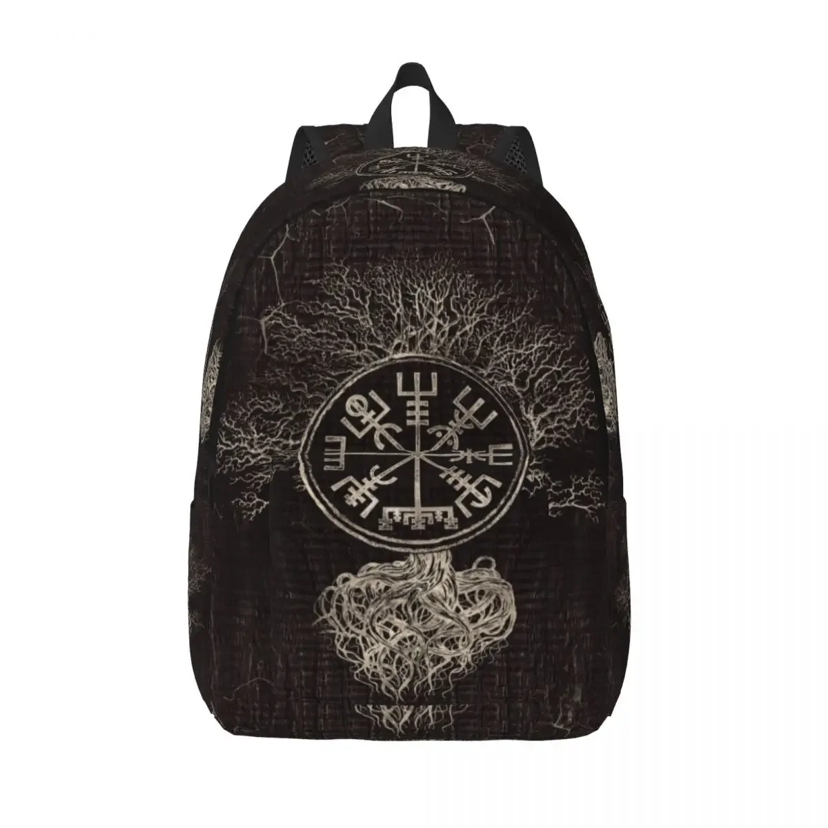 

Vegvisir And Tree Of Life Yggdrasil Canvas Backpacks College School Student Bookbag Fits 15 Inch Laptop Viking Compass Bags