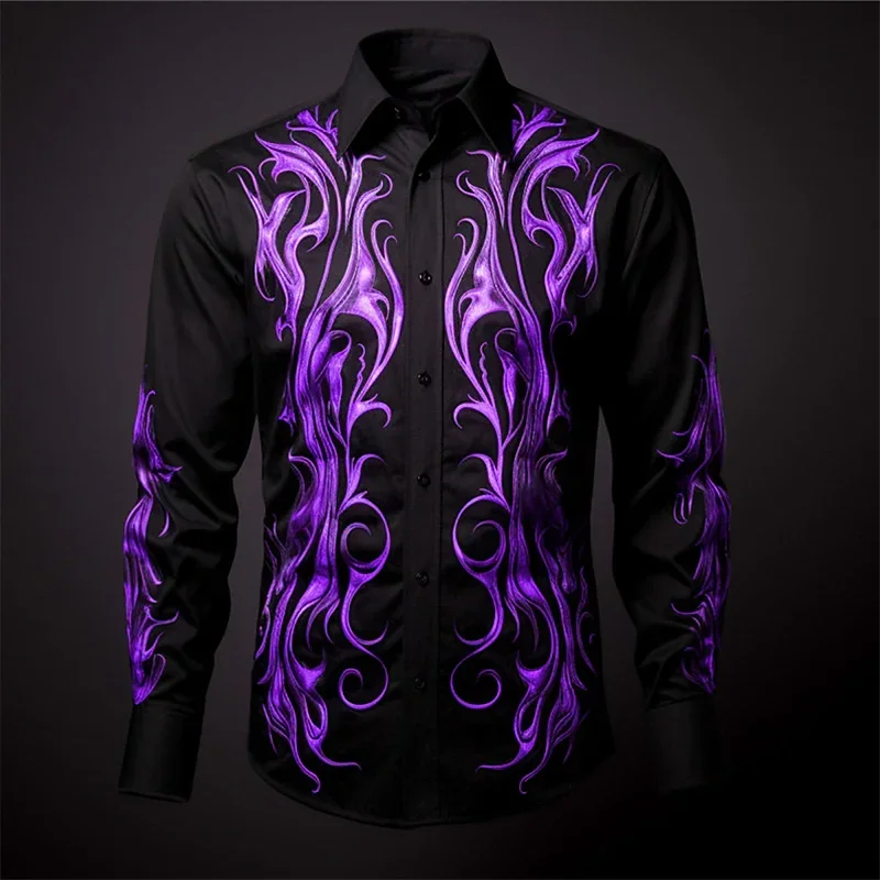 

Men's Shirts Gothic Casual Party Dinner Suit Button Lapel Men's Luxury Men's Tops Soft and Comfortable Material 2024 New Style