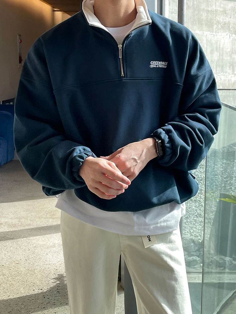 

Мужская одежда SYUHGFA, свитшот на молнии с отложным воротником, Модные свитшоты с буквенным принтом, новинка весны 2024