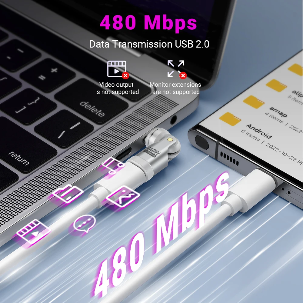 AUFU 9Pin Magnetic USB C Adapter 240W USB C to Type Fast Charging Female Converter for iPhone 16 15 Laptop Macbook Samsung