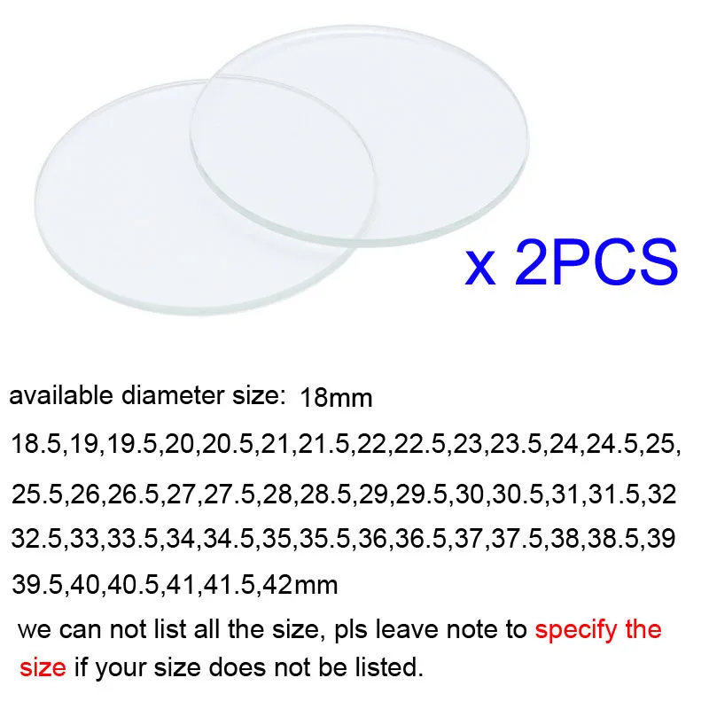 Durable Round Watch Glass for Smart Watch Repair – Set of 2, Thickness 1.5mm, Sizes 18mm-42mm