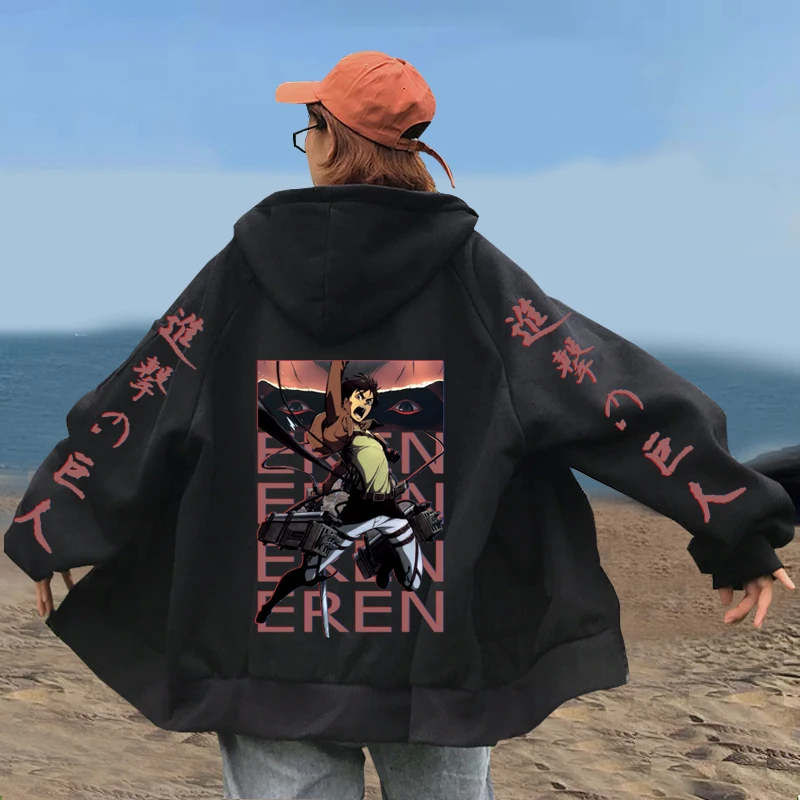 

Attack On Titan Cosplay Hooded Harajuku Eren Print Men Women Anime Gift Coat Zipper Hoodie Sweatshite