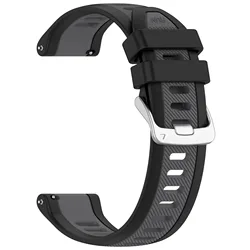 20mm Quick Release Silicone Watch Strap - Universal Replacement Band in Black (Black Grey)