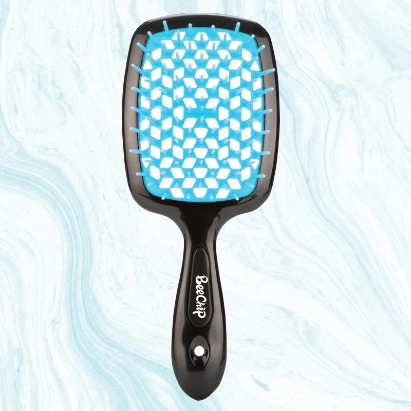 Hair brush hairdressing hair smoothing honeycomb curved cutout used for styling combing and massaging scalp