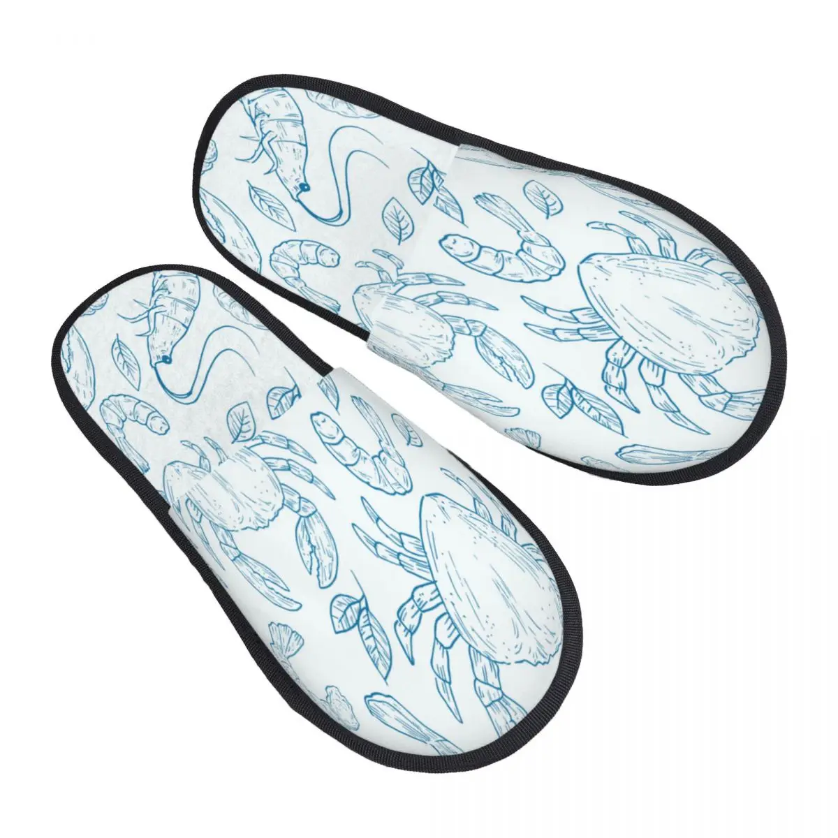 Pantofola Invernale Donna Uomo Moda Soffici Pantofole Calde Blu Pesce Naturale Aragosta Mare Stampa Pantofole Da Casa Scarpe Divertenti