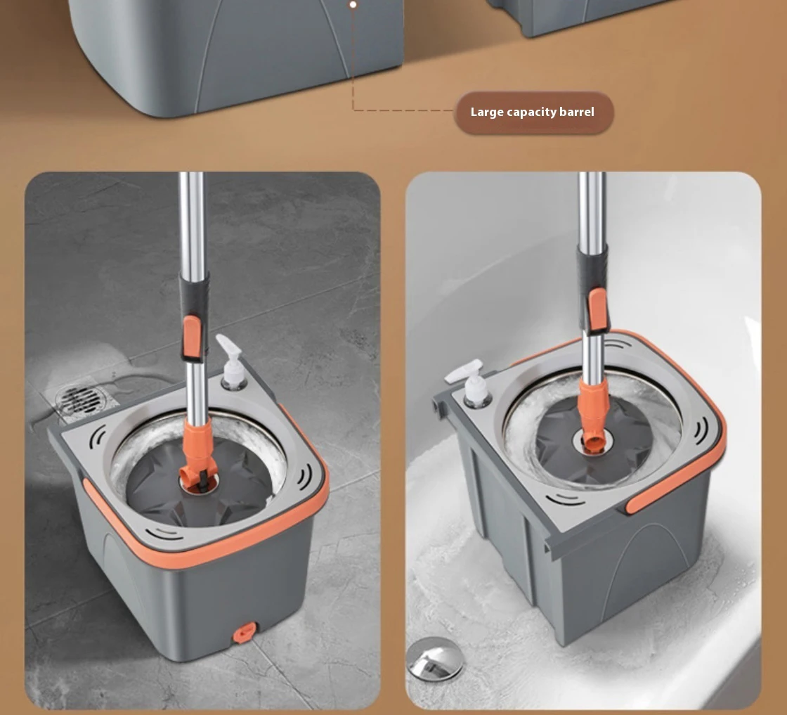 Neue abnehmbare Doppeleimer-Mopp-Spin-Mopp-Eimer-Sets 360°-Drehmopp für die Bodenreinigung Wiederverwendbare Mikrofaserköpfe Home Lazy Mop_voghion.com