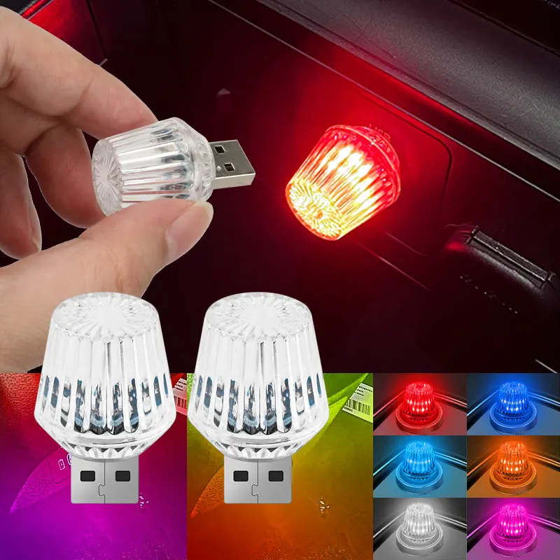 Car USB LED Night Light Touch Dimmable LED Filament Light Bulb Portable Lighting Plug And Play Decorative Atmosphere Light