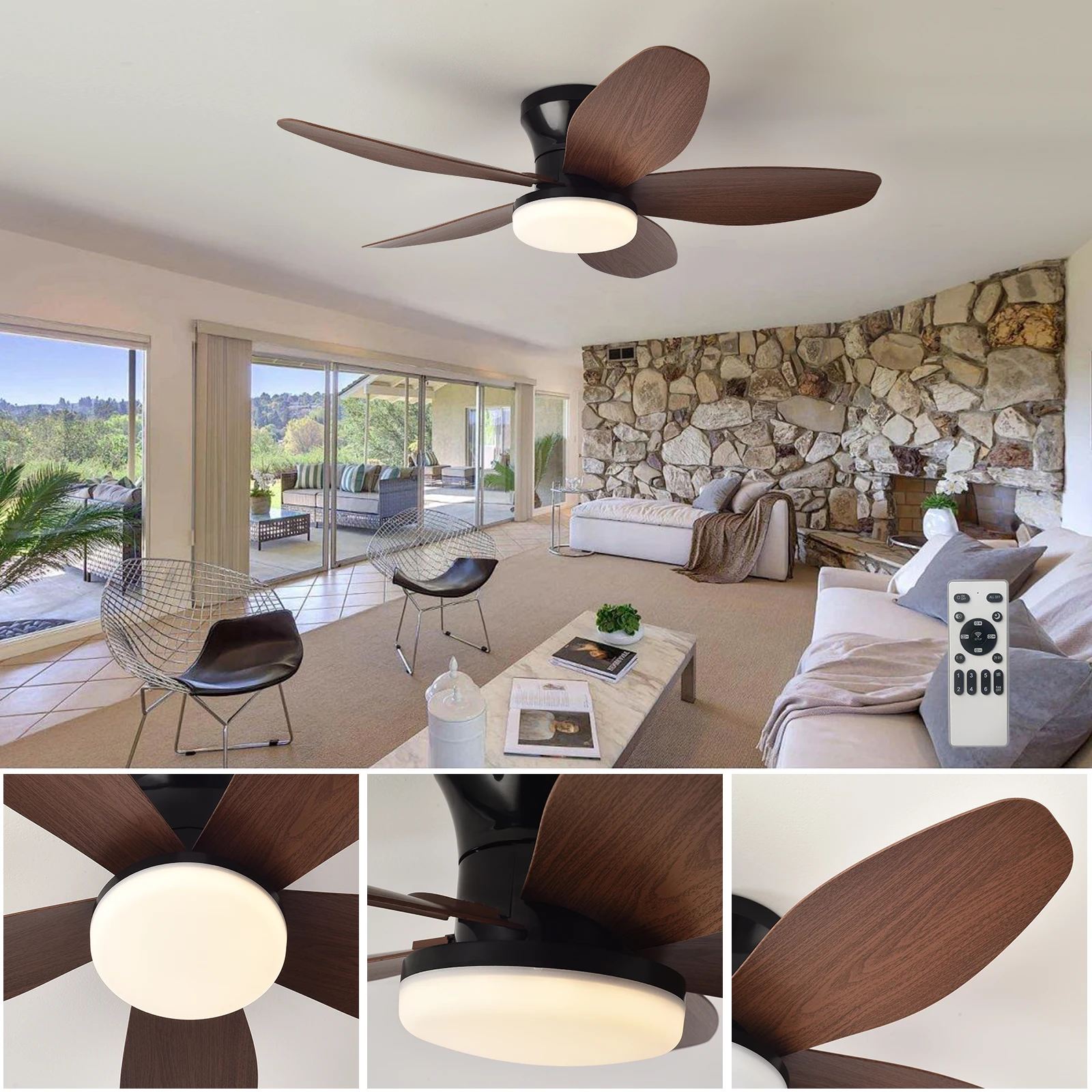 34.6Inch Low Floor Ceiling Fan Light Modern ABS Blade DC Remote Control Led Fan Lights Restaurant The bedroom ceiling fan,led ceiling fan lights,led fan light
