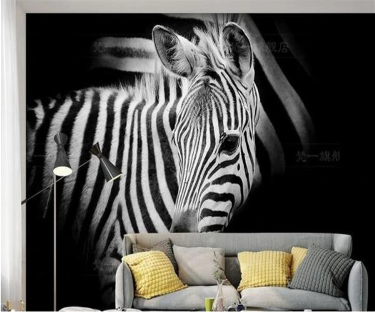 Customized Nordic style 3D TV background wall Black and white zebra pattern porch wall paper Simple modern wallpaper mural