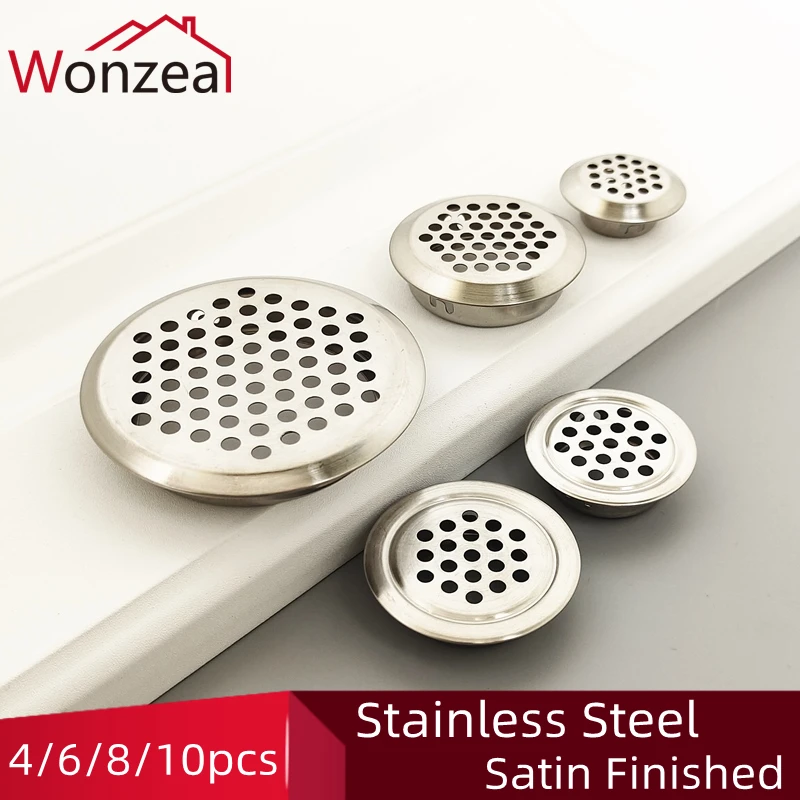 Wardrobe Cabinet Mesh Hole Round Air duct Stainless Air Vent Steel Louver Ventilation Cover Set