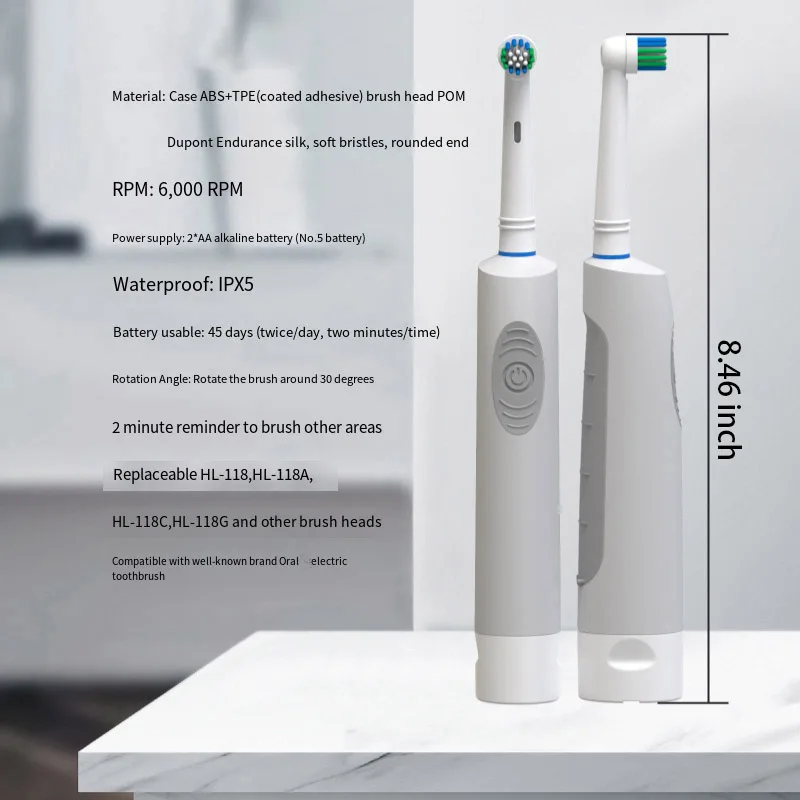 Electric Toothbrush Rotary Round Head Adult Soft Bristle Induction Automatic Couples Set Compatible With Oraby