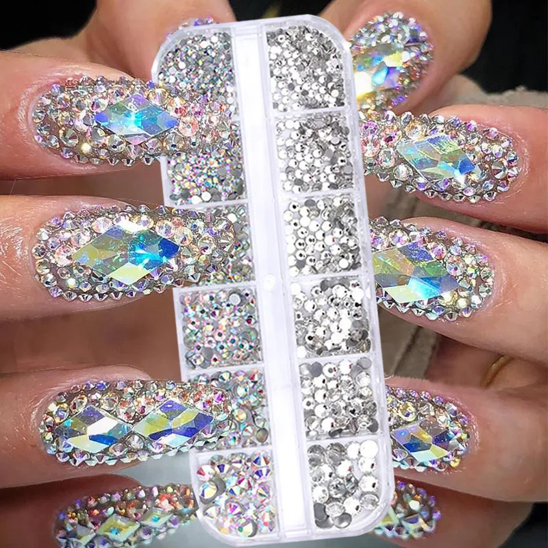 

Разные размеры AB Flatback Nail Стразы 3D Кристальные драгоценные камни Асимметричные ювелирные изделия бусины подвески для маникюра Гель-лак аксессуары для дизайна ногтей