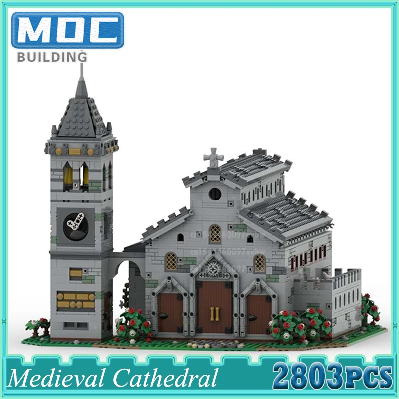 

City Street View Medieval Cathedral Modular Church Architecture Building Block Set Castle House Brick Model Toy DIY Kids Gifts