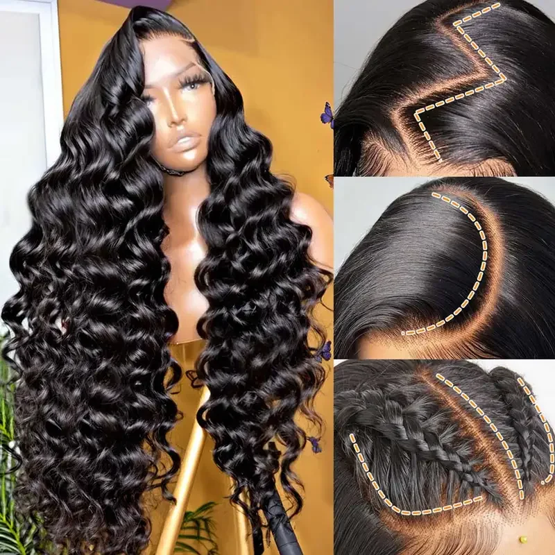 40 42 Inch Glueless Wig Loose Deep Wave Frontal Human Hair Wigs Wear and Go 13x4 13x6 HD Deep Curly Lace Front Human Hair Wigs