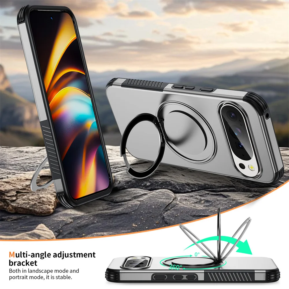 Luxury Armor Magnetic Rotating Stand Phone Case - Non-Slip Shockproof Cover
