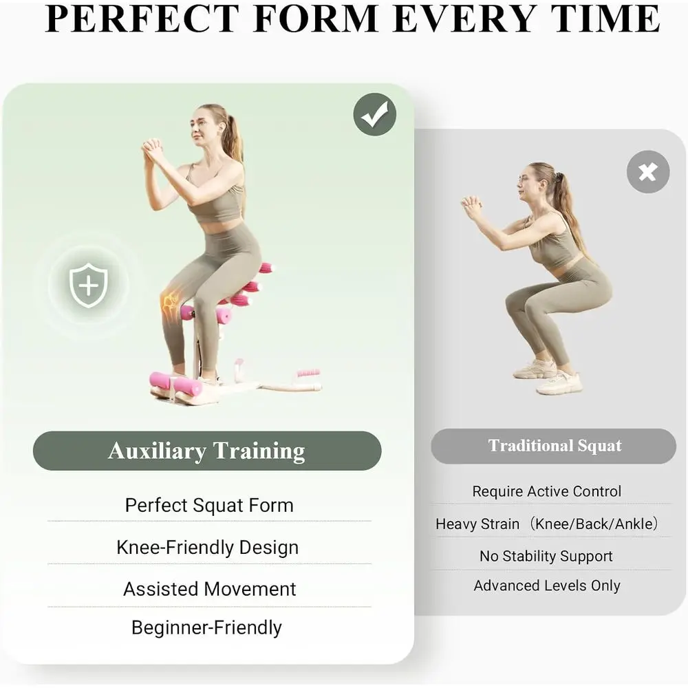 Women Deep Squat Machine With Adjustable Resistance Bands, Home Gym Trainer For Glute, Leg, Core And Abdominal Exercise_voghion.com