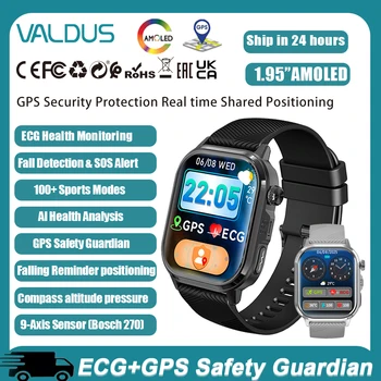 VALDUS CARDIGO Smartwatch AMOLED GPS+ECG Uomo Donna SOS Localizzazione in tempo reale Salute AI Sensore a 9 assi Sport Nuovo Smartwatch 2026