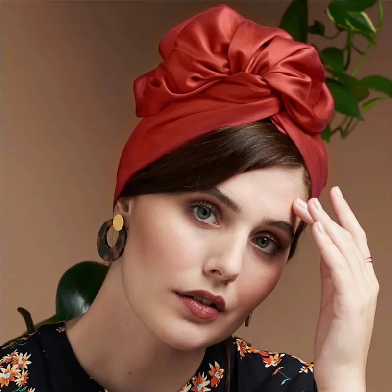 French Vintage Turban Hat Fashion Female Bandana Headband Women's Hair Cover Cap Ladies Head Wraps Muslim Head Scarf Bonnet