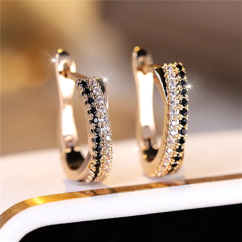 Ear Clip Earrings Clip Earrings Ear Clip Ear Accessories Female Zircon Stone Clip Earrings Charm Gold Color Wedding Jewelry