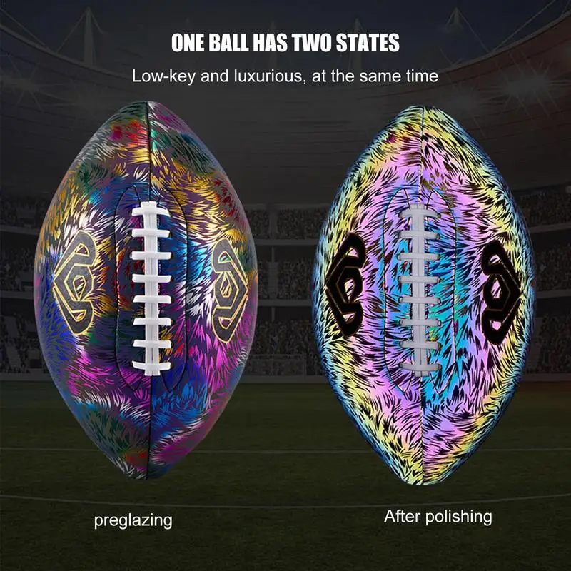 Size 6/9 Training Reflective Rugby Ball Professional Grade Ball Ideal Toss Kick Practice For Youth & Adult Indoor Outdoor Use