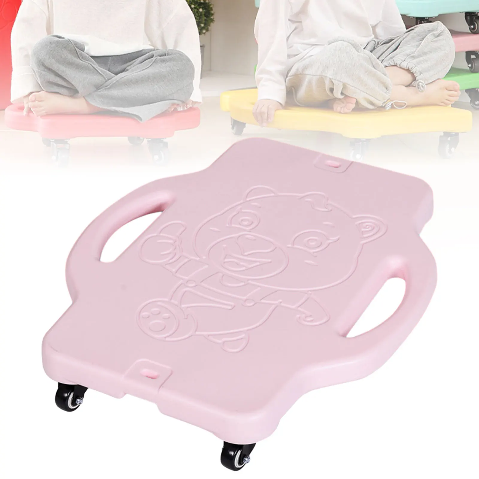 Scooter Board Multipurpose Physical Education Contoured Handles Floor Board Outdoor Scooter Rocker Training Equipment