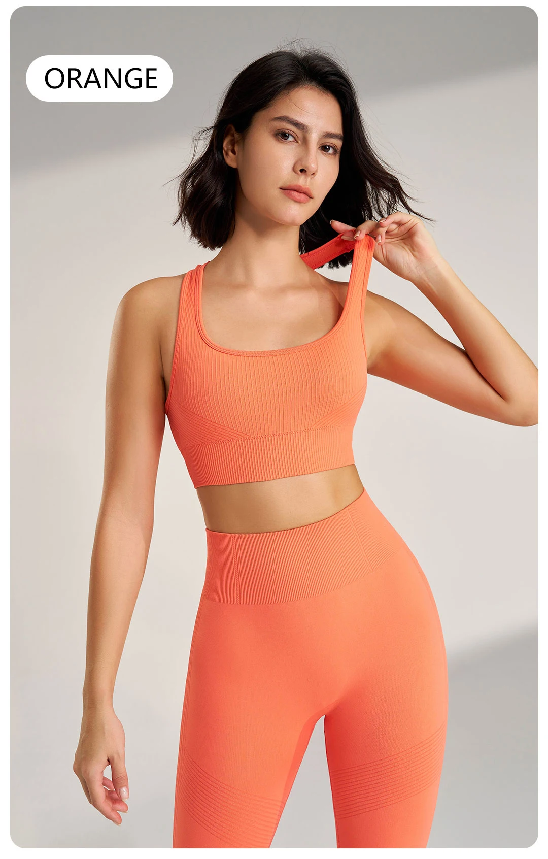 Frauen Sport Tops feste Farbe Yoga BH Gym Strumpfhose Schweiß absorbierende schnell trocknende Trainings kleidung Naqiyayabei – Detail 14
