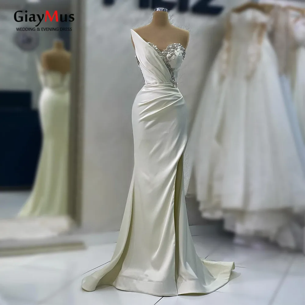 

GiayMus Modern Mermaid Wedding Dresses Charming Sleeveless Pearls Beaded Elegant Vestido De Noiva Brautkleider Robe De Mariée