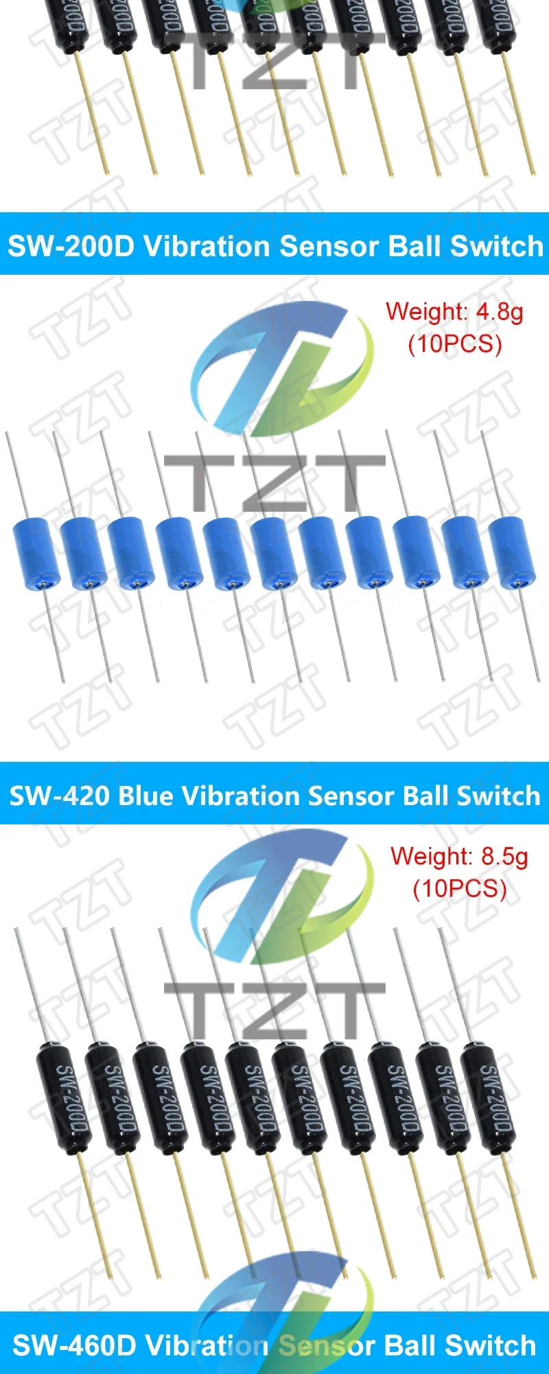 TZT 10/30PCS SW-200D/420/520D/18010P/18015P/18020P/58010P 12V Hoch Vibration Schalter Ball Tilt Doppel wulst Winkel Frühling Sensor – Detail 14